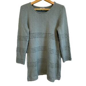 Windi River blue sweater wool mohair soft cozy solid long coastal Size Med
